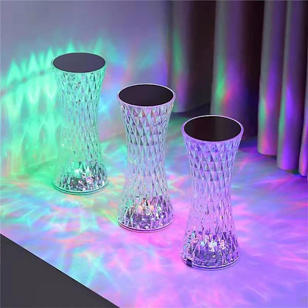 Krystal Lampe 16 Farver Rgb Natlampe Berøringsfølsom Romantisk Led Rose