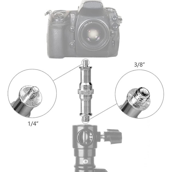 2 stk. Adapter Skrue 1/4'' til 3/8'' Stativ Skruegevind Skruekonverter Adapter Bit Skrue