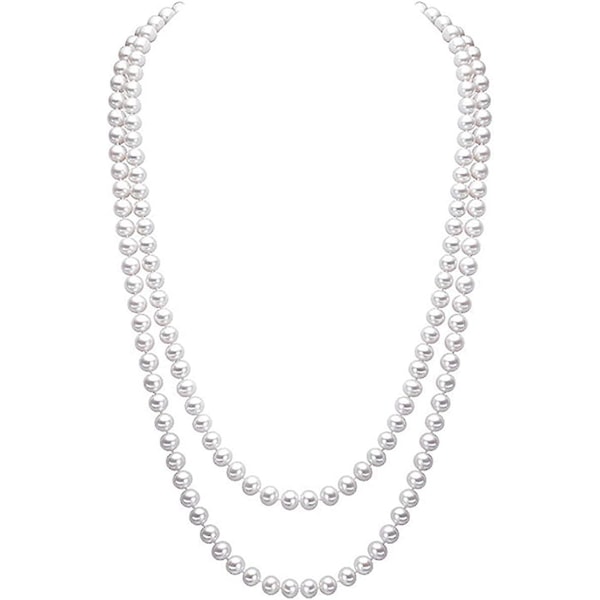 Merida Elegant Lady hvid kunstig perle halskæder lang sweater perlekæde gave