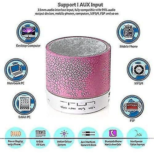 Mini Langaton Bluetooth-kaiutin Usb/tf-kortti/fm-kaiutin Subwoofer Värillisellä Valolla Led Stereo (valkoinen)