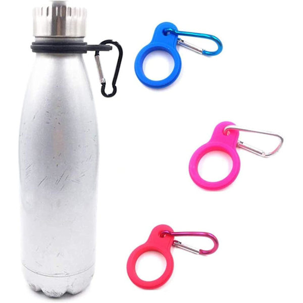 Silikonvattenflaska Spänne, Bärbar Karabiner Utomhus Hängande Spänne Bär Dryck Klippkrok Hållare Hook för Camping Vandring (4st, Slumpmässigt