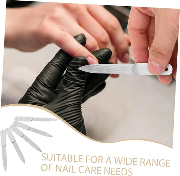 5 stk. dobbeltsidede neglefile i rustfrit stål til neglekunst, manicure, pedicureblok til trimning