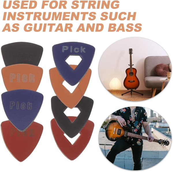 Lädergitarrplektrum Tjockt 8-delat set Återanvändbara ukulele- och gitarrtillbehör
