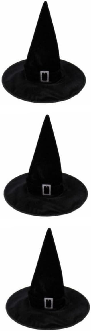 3 stk. heksehatt i velour for Halloween kostymefesttilbehør for gutter og jenter