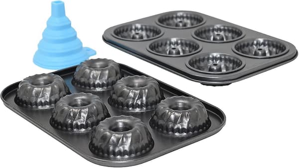 2-pack 6-håliga Mini Våfflade Tennformar Icke-klibbiga Bakformar Grå