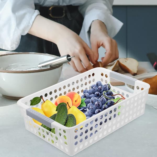 5 st ihålig skrivbordskorg i plast, rektangulär förvaringskorg