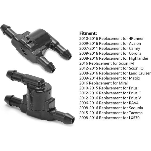 Vindusspyler Sjekkventil, Vindusvisker Spyler Vindrute Sjekkventil 8532128020 Erstatning For 4runner Avalon Camryblack2pcs)