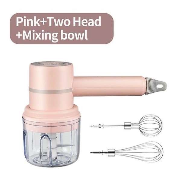 Trådløs 3-trins Mini Mixer Elektrisk Madblender Håndholdt Mixer Pink 3 set