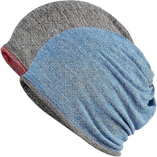 Hatt for menn og kvinner i bomull, avslappet beanie, myk og lett løpehatt, kort hatt for voksne, kjemisk hatt, avslappet hatt Red*blue