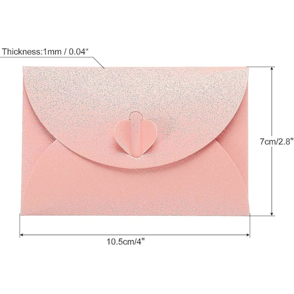 Mini Kuverter, 50 Pak Hjertelukning Tiny Items Opbevaring Sød Gave Kort Holder Til Bryllup Hilsen Fest, Pink