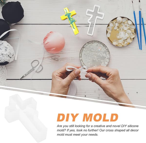 DIY Silikone Korsform til Håndværk, Hvid Korsformet Epoxy Støbeform