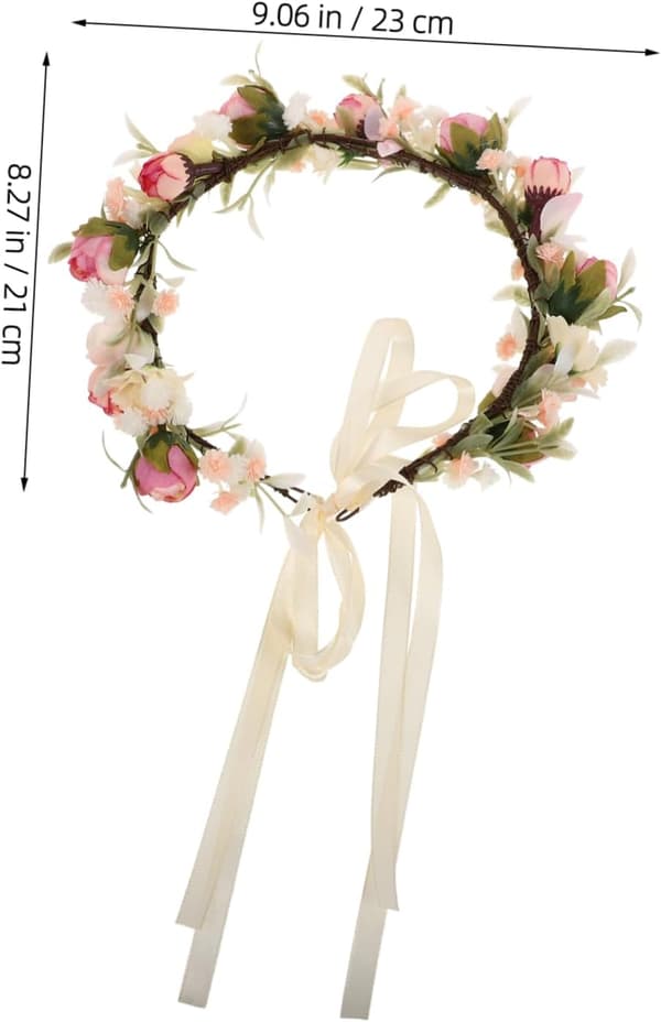 Boho Blomsterkrans Hårbånd til Kvinder Elegant Blomsterkrone Hårtilbehør Holdbart Design