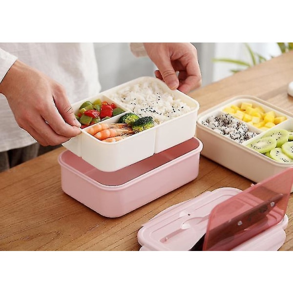 Opiskelijan Mikroaaltouunissa Kuumennettava Bento-laatikko Jaettu Ruudukkosarja
