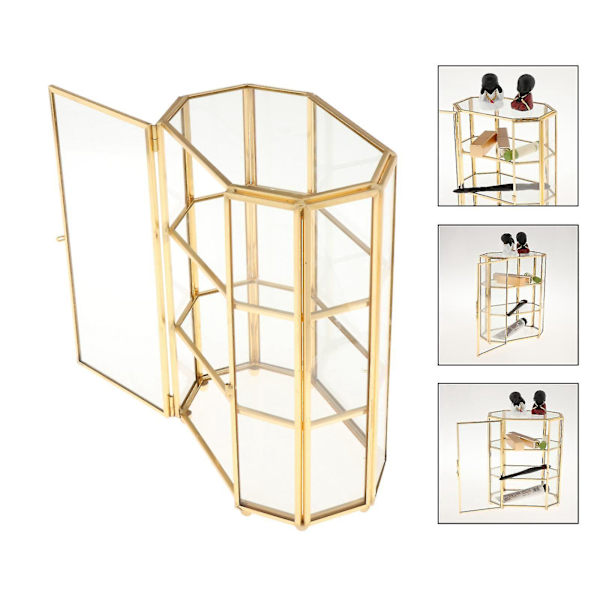 3-lags Smykkeboks Glas Makeup Organizer Smykkeboks Multifunktionel Display Case Til Kommode