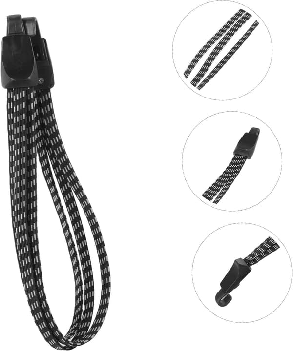Svart kraftig bungee-snodd med krok, elastisk cykellastrem för utomhusbagagefixering och säkring av ridutrustning