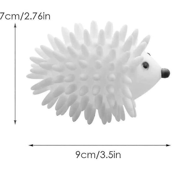 Sett med tørketrommelballer i form av pinnsvin - gjenbrukbare, myke vaskemaskinballer, plasttørkekuber, vaskemaskinballer til vaskemaskin, søte pinnsvin, 4 stk