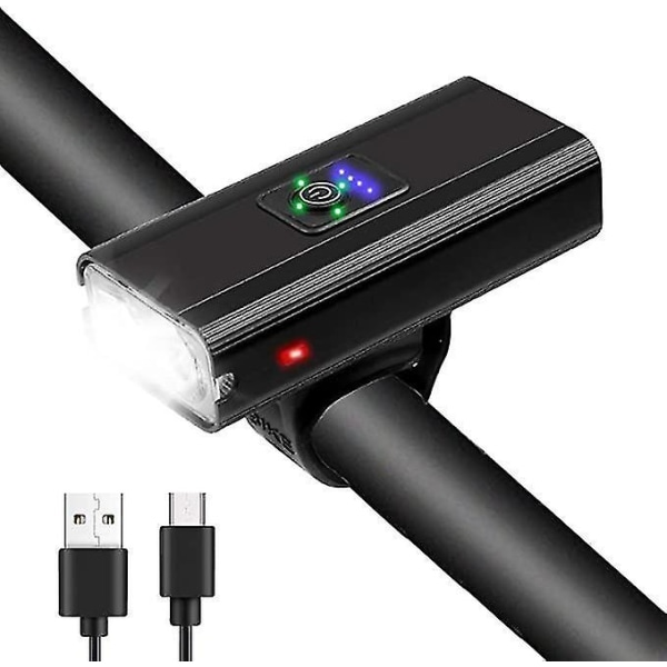 Främre cykelljus USB uppladdningsbar vattentät LED med 6 lägen