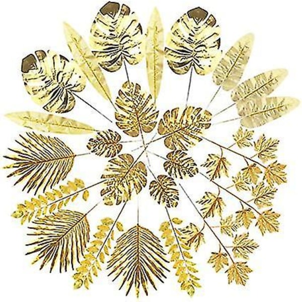24st konstgjorda blad guld tropiska palmblad faux