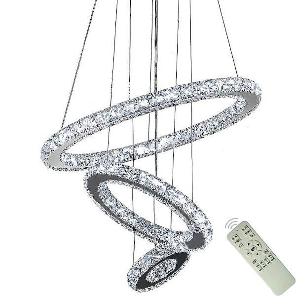 3-rings LED Krystall-Lysekrone Hengelampe Rund Tak