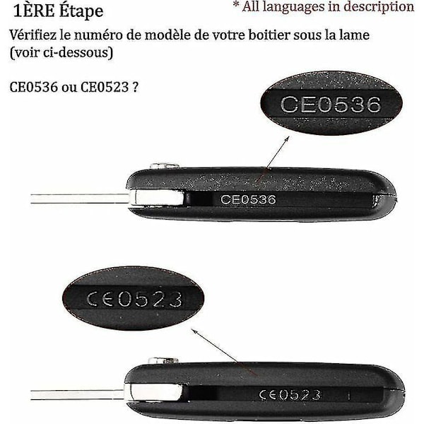 Knappsällsfodral Kompatibelt Ce0523 Vikbart Flippnyckel För Peugeot 207 307 308 407 408 3008 5008 Citroen C2 C3 C4 C5 C6 C8 (2 Knappar, Ce0523) (shikai)-
