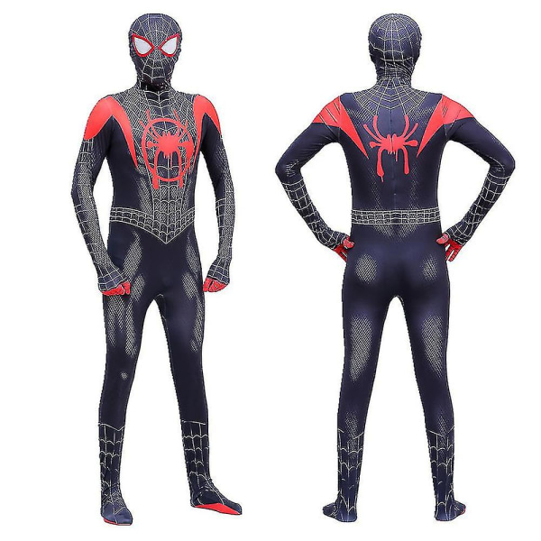 Spider-Man: Morales Jumpsuit Barnedrakt Superhelt Kostyme for Gutter Fancy Up Spandex 3-4 Years