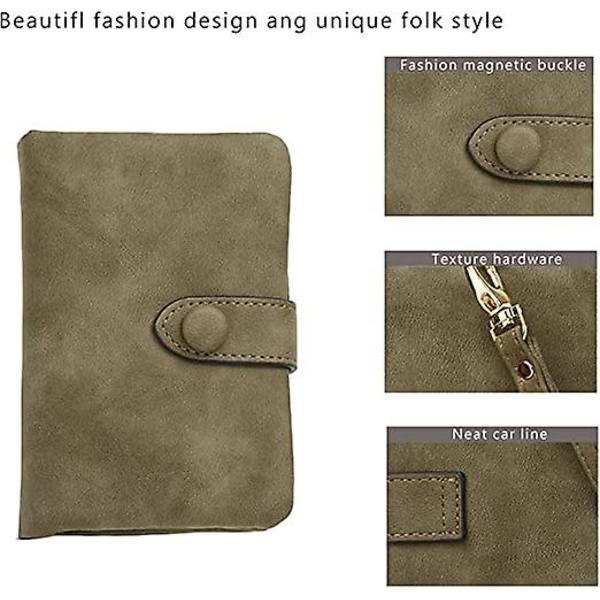 Kvinders Lille Bifold Clutch Pung Slank PU Læder Håndledsrem Håndtaske Damer Lynlås Penge Organiseringsmøntpung Med ID-Kortsvindue