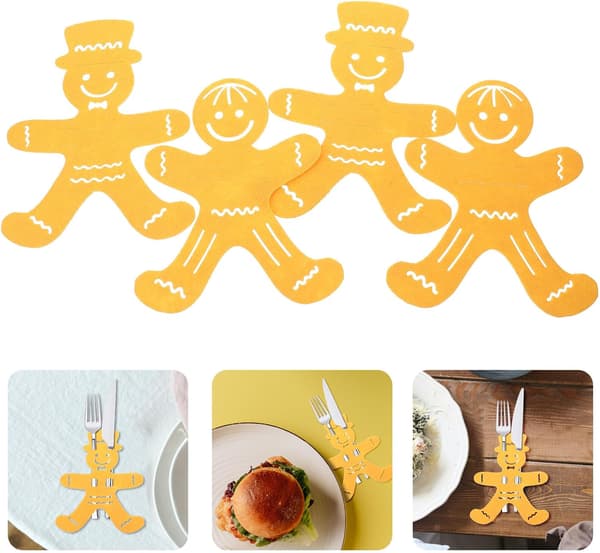 4 st pepparkaksgubbe bestick för julgransformade bestickpåsar bestickhållare