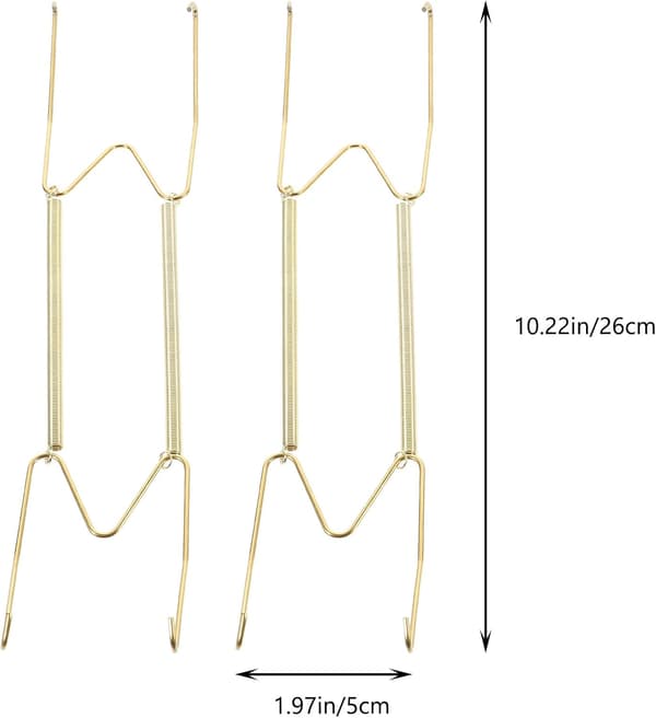 2 st tallrikshängare för väggmontering med fjäderbelastad W-formad design, kopparlegeringsmaterial