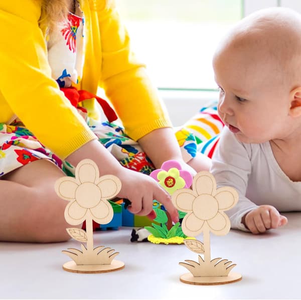 Obehandlade träblommor utskärningar Träpysselblommor Lätta att måla 12 st