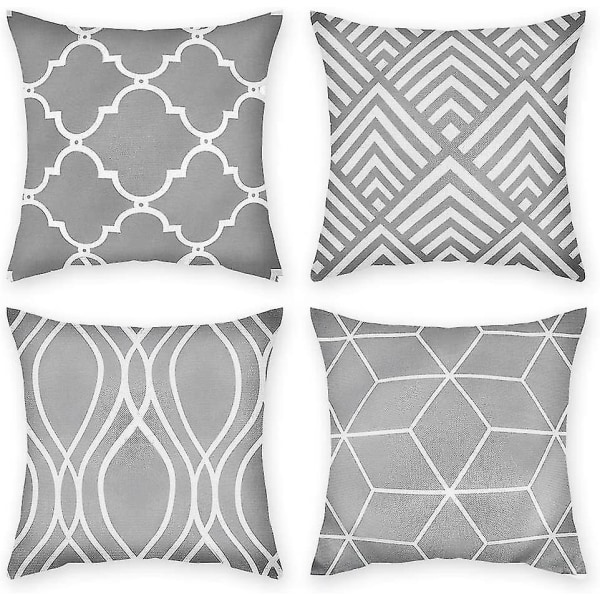 4pcs Square One-sided Grey Cushion Pillowcase 45x45