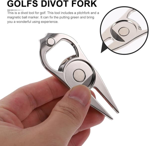 Divot Repair Tool Golfgaffel med Boldmarkør Zinklegering Rustbestandig