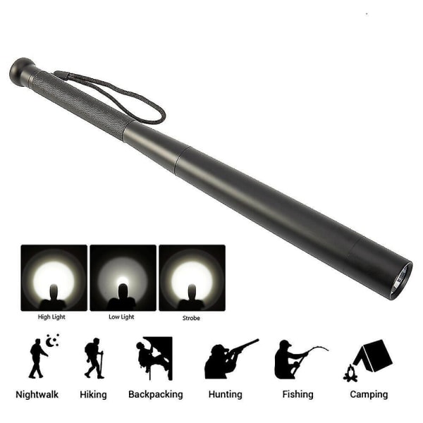Baseball Bat LED Lommelygte Vandtæt Aluminium Legering Lommelygte