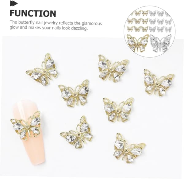 20 stk. neglepynt, sommerfugl manicure dekorationer diamant til kvinder DIY