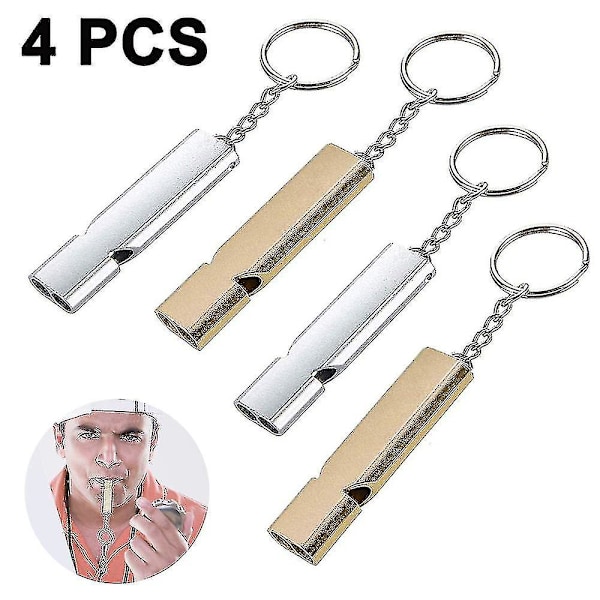 Jinxiu Nödbricka med Blixt, Hög Ton Dubbla Rör Whistle Gold+Silver 4st