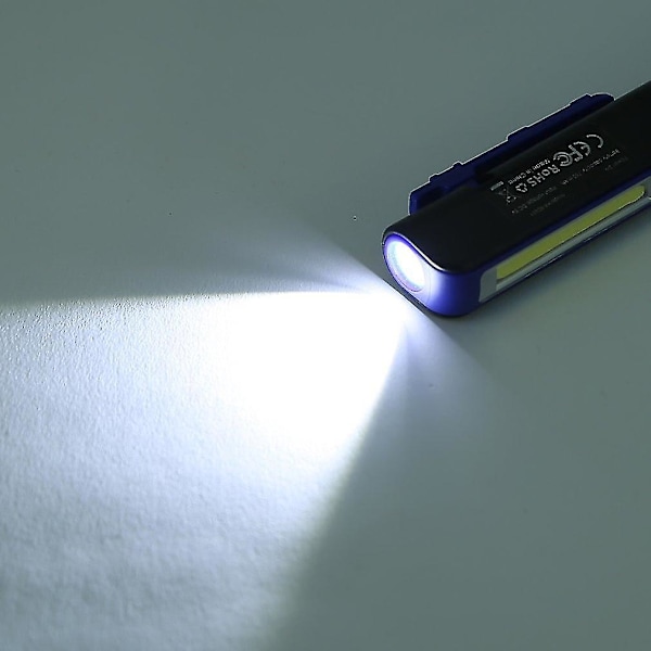 2-i-1 USB Laddningsbar COB LED Campingarbetslampa Handficklampa