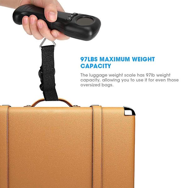 Digital Bagageskala, 44 kg/97 lb Bærbar Hængende Bagageskala Med LCD Digital Display Rejse Sui