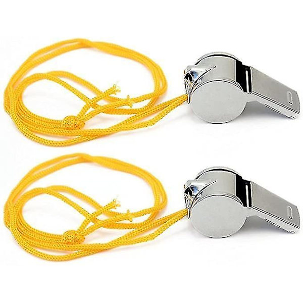 2 Trenerfløyter i rustfritt stål med snor for trening