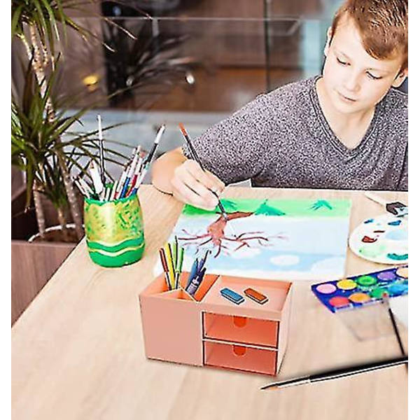 Työpöydän säilytyskynäteline laatikolla ja kynätelineellä