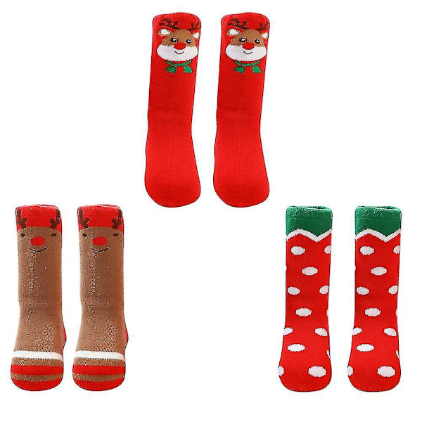 3 Par Varma Sockor Söta Bebisar 23x6cm