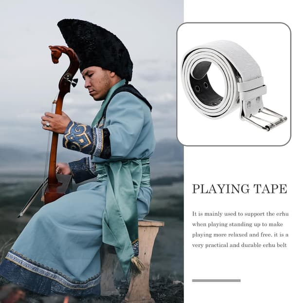 Justerbart Erhu Performancebälte Zinklegeringskrok och PU-läderrem