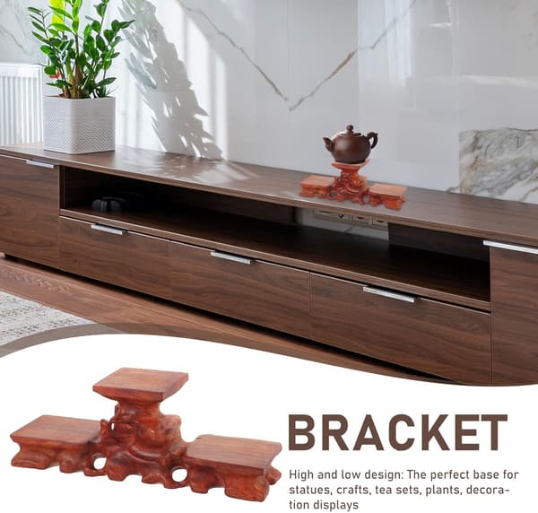 Figur Display Base Blomstervase Base Udskåret Træ Riser Stabil Bund Forhindrer