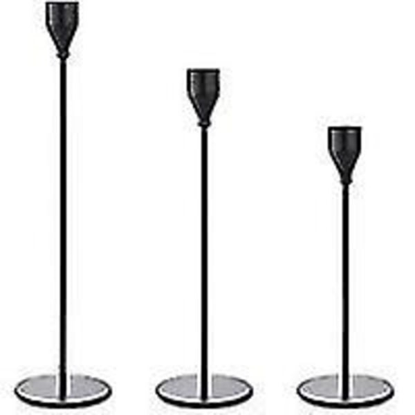 Matte Black Taper Candle Holders Set Of 3 Wedding Dinner Decor