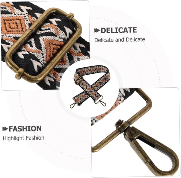 Bohemiska väskremmar Etnisk stil Broderad Crossbody-rem för handväskor Använd Crossbody-väskor
