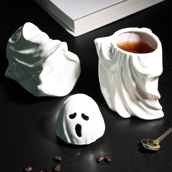 3D suuren kapasiteetin huijaus 401-500 ml valkoiset Halloween-mukit