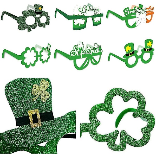 12-pack St Patrick's Day Glasögon Shamrock Top Hat Kostymfest