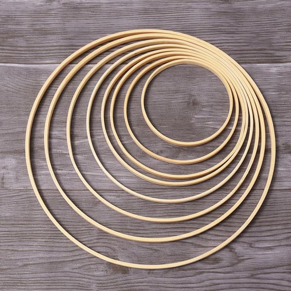 10 stk 13 cm diameter bambus drømmefangerringer, runde trehåndverkshopp