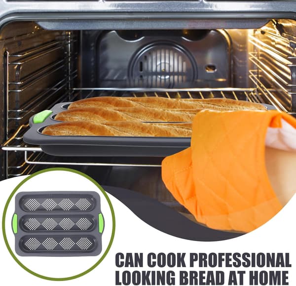 Bageform med tre riller, non-stick silikoneform, robust silikonemateriale