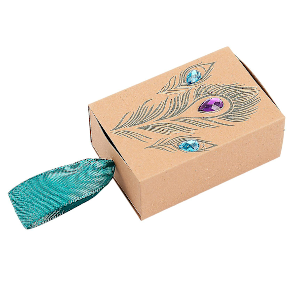 Fjäderlåda Design Bröllop Tillbehör Konstgjorda Rhinestone Kraftpapper Presentask Presentask