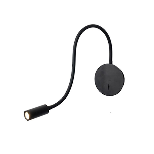 3W Vegglampe Leselampe Inntrekkbar Vegglampe Svart