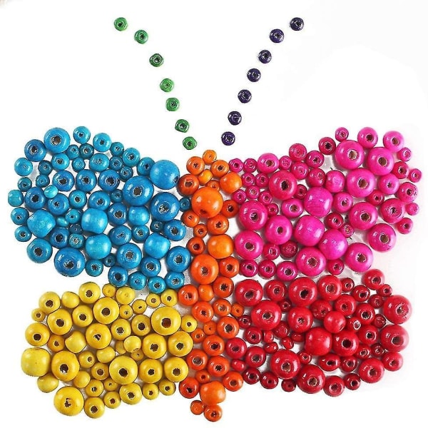 500 stk farverige træperler Craft halskæder armbånd